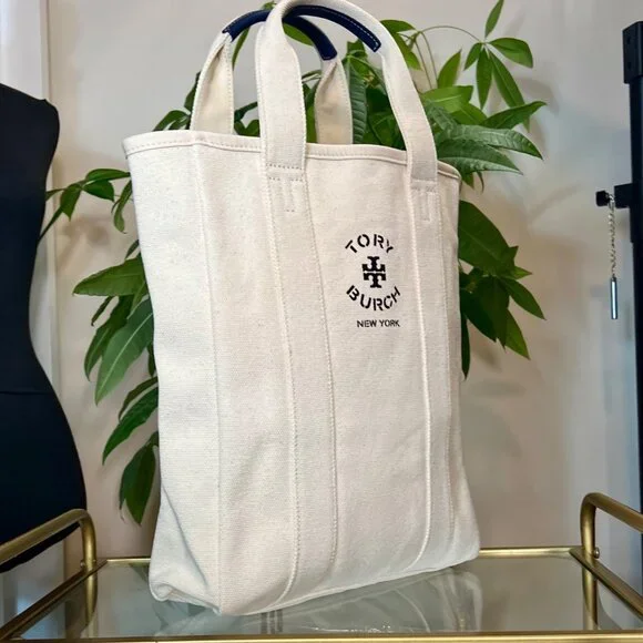 NEW WITH TAGS AUTHENTIC TORY BURCH CANVAS TOTE BAG - Picture 5 of 10